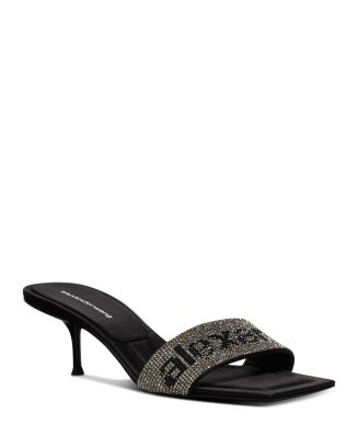 Alexander Wang Women's Jessie Crystal Logo Kitten Heel Sandals 