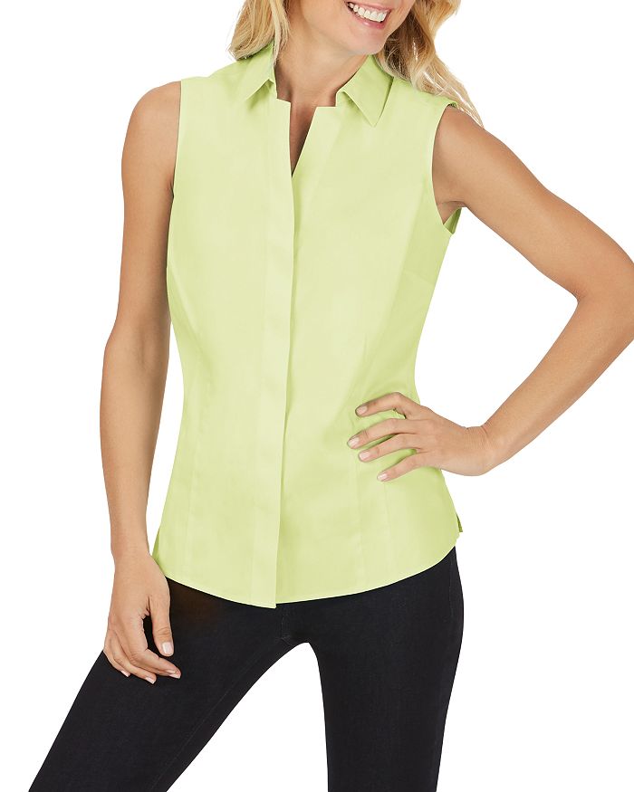 Foxcroft Taylor Sleeveless Non-iron Stretch Shirt In Lime Fizz