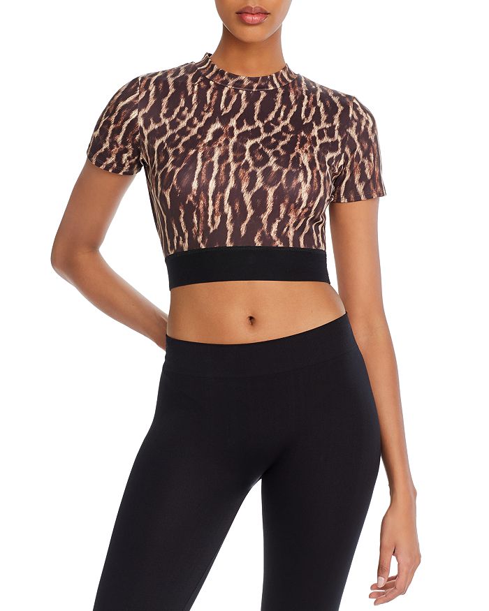 PAM GELA Leopard Print Cropped Top Bloomingdale s