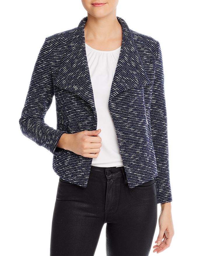Calvin Klein Melange Tweed Flyaway Jacket In Blue Multi