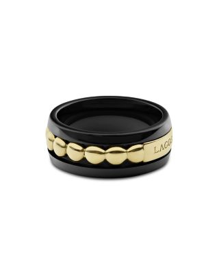 Meridian 18K Yellow Gold & Black Ceramic Caviar Stacking Ring