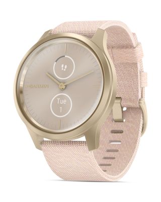Garmin - Vivomove Style Blush Pink Nylon Strap Touchscreen Hybrid Smartwatch, 42mm