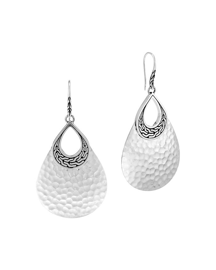 JOHN HARDY STERLING SILVER CLASSIC CHAIN HAMMERED DROP EARRINGS,EB90585