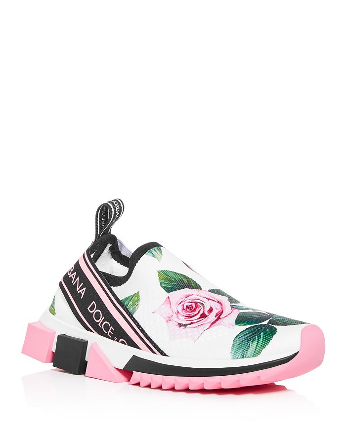 DOLCE & GABBANA WOMEN'S FLORAL SLIP-ON trainers,CK1595AX351