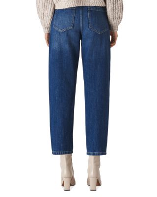 High-Rise Cropped Barrel-Leg Jeans in Denim