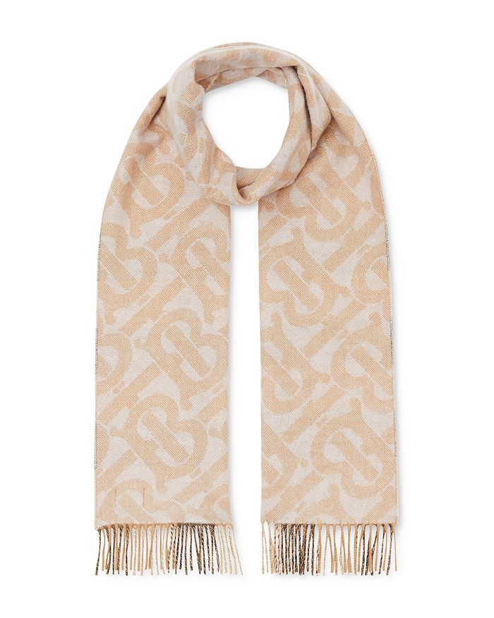 Burberry Monogram & Check Brushed Cashmere Scarf | Bloomingdale's