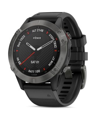 Garmin Fenix 6 Silicone Strap Carbon Gray DLC Black Band Smartwatch ...