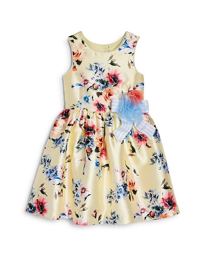 Pippa & Julie Girls' Ribbon Appliqué Floral Print Dress - Little Kid ...