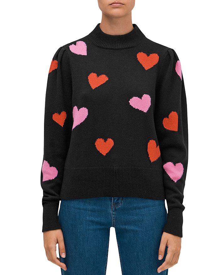 kate spade new york Hearts Mock Neck Sweater | Bloomingdale's