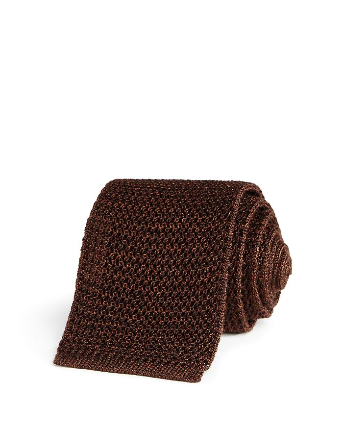 Ledbury Harlow Silk Knit Classic Necktie In Brown