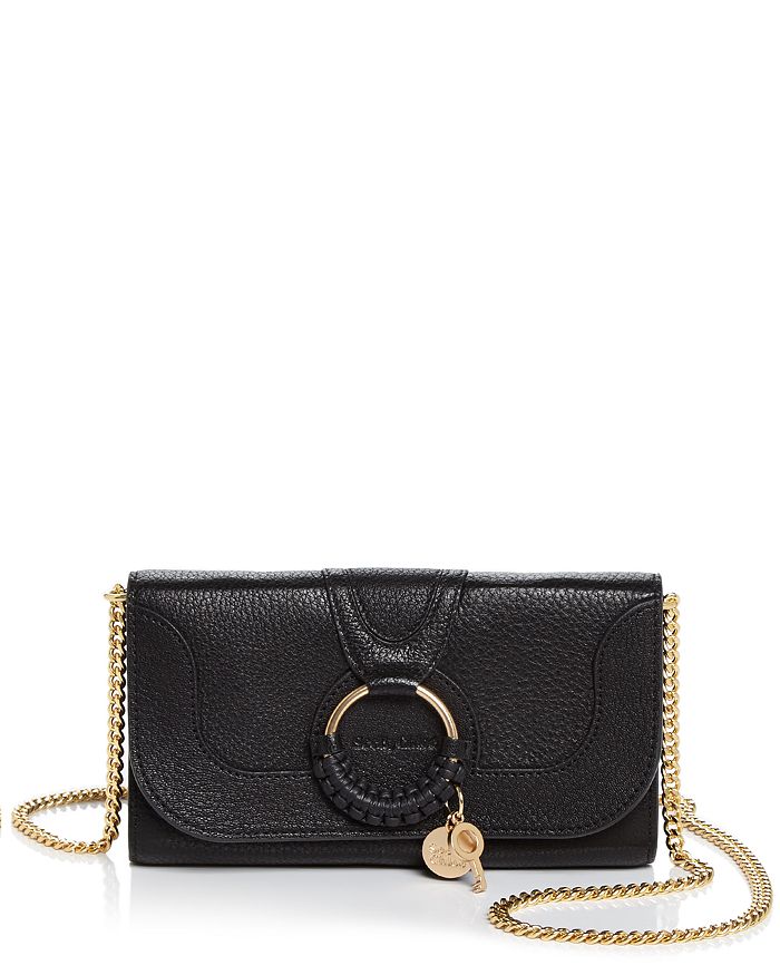 See By Chloé See By Chloe Hana Leather Chain Wallet In Black/gold