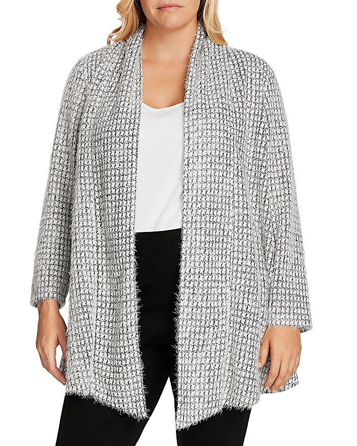 VINCE CAMUTO PLUS OPEN-FRONT TEXTURED CARDIGAN,9269635