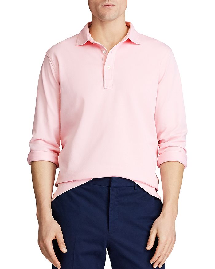 Polo Ralph Lauren Custom Slim Fit Long-sleeve Polo Shirt In Pink