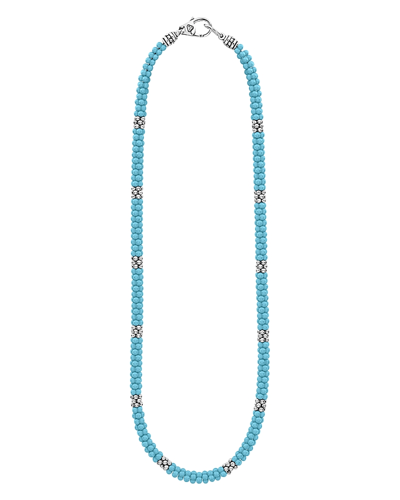 Lagos Sterling Silver Caviar Blue Caviar Ceramic Beaded Necklace, 16