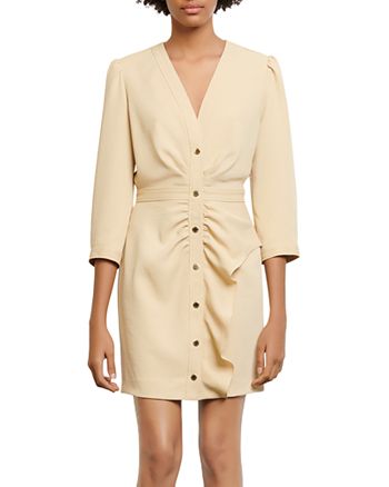 Sandro Teana Ruched Snap-Front Mini Dress | Bloomingdale's