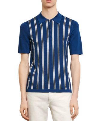 Sandro Simon Striped-Front Polo Sweater 
