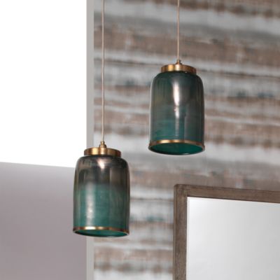 Vapor Aqua Metallic Glass 1 Light Pendant