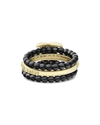 Meridian 18K Yellow Gold & Ceramic Caviar Stack Ring