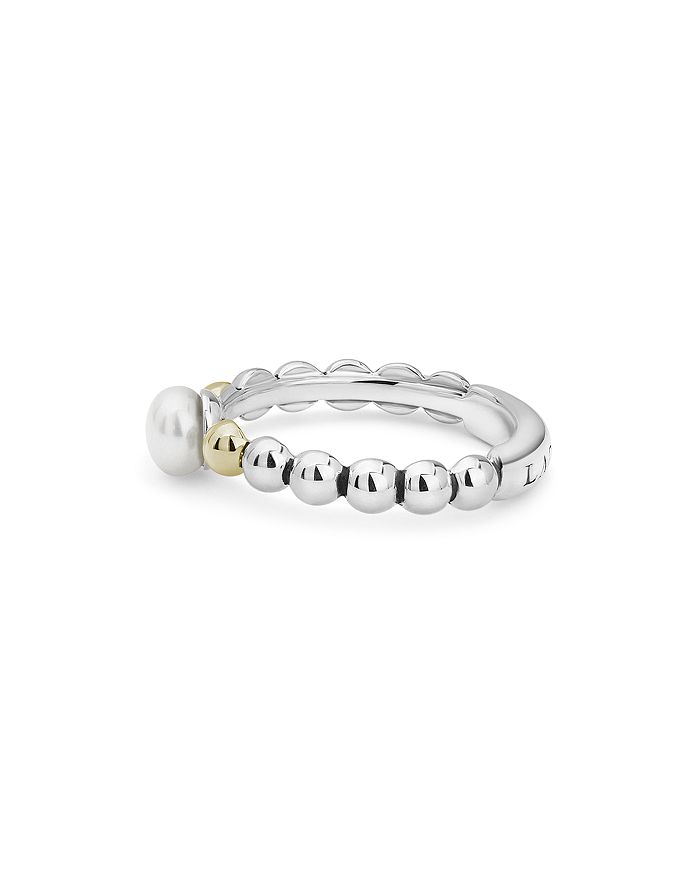 Shop Lagos Sterling Silver & 18k Yellow Gold Luna Cultured Freshwater Pearl Ring In Multi/silver