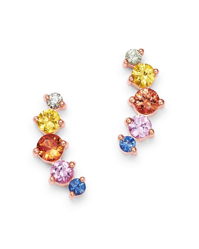 Bloomingdale S Sapphire Rainbow Stud Earrings In 14k Rose Gold