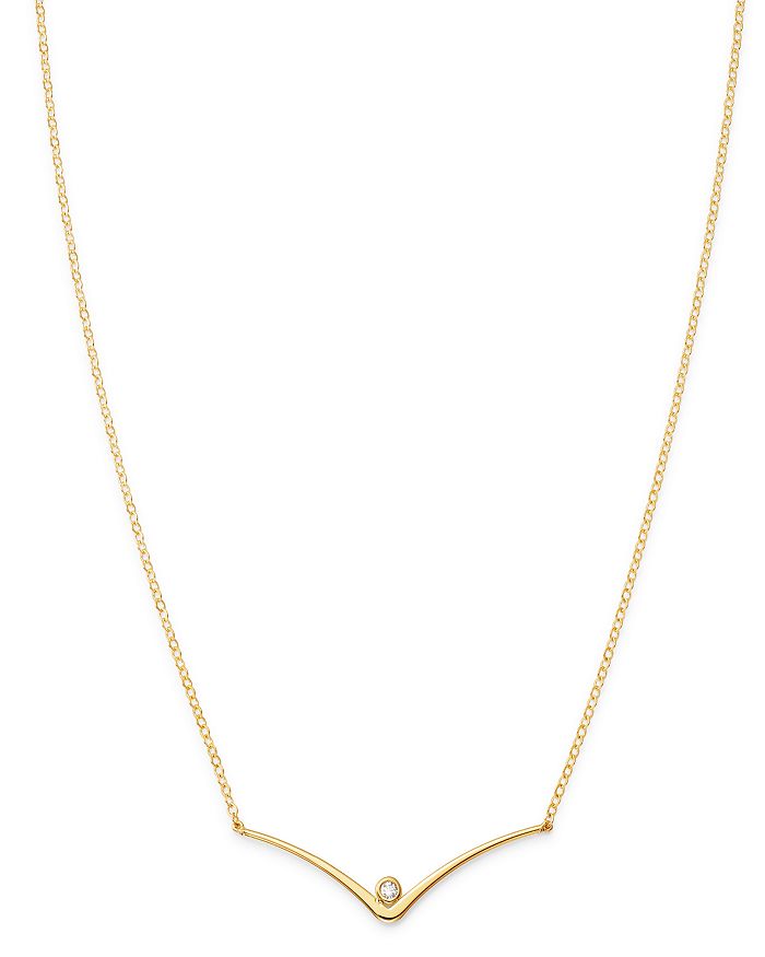 Moon & Meadow Diamond Curbed V Station Necklace In 14k Yellow Gold, 18 - 100% Exclusive In White/gold