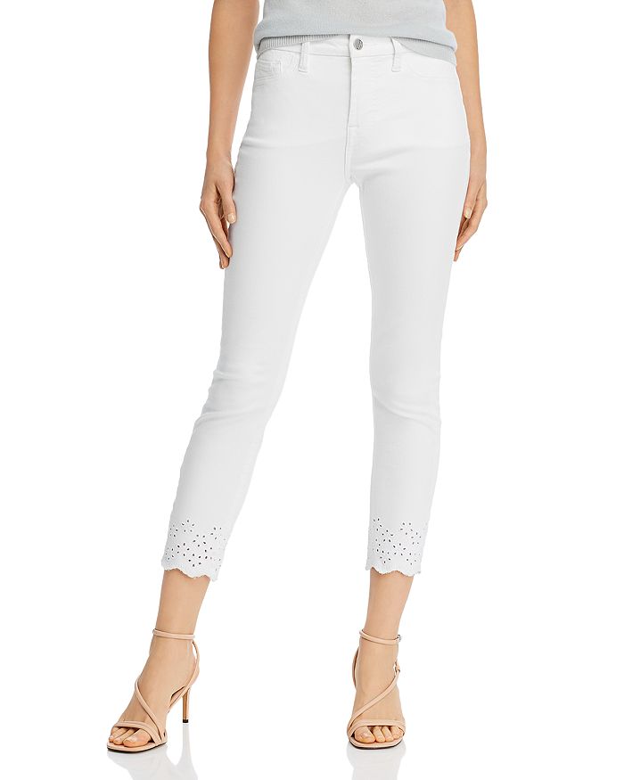 7 FOR ALL MANKIND JEN7 BY 7 FOR ALL MANKIND EYELET HEM SKINNY ANKLE JEANS IN WHITE,GS0625352Q