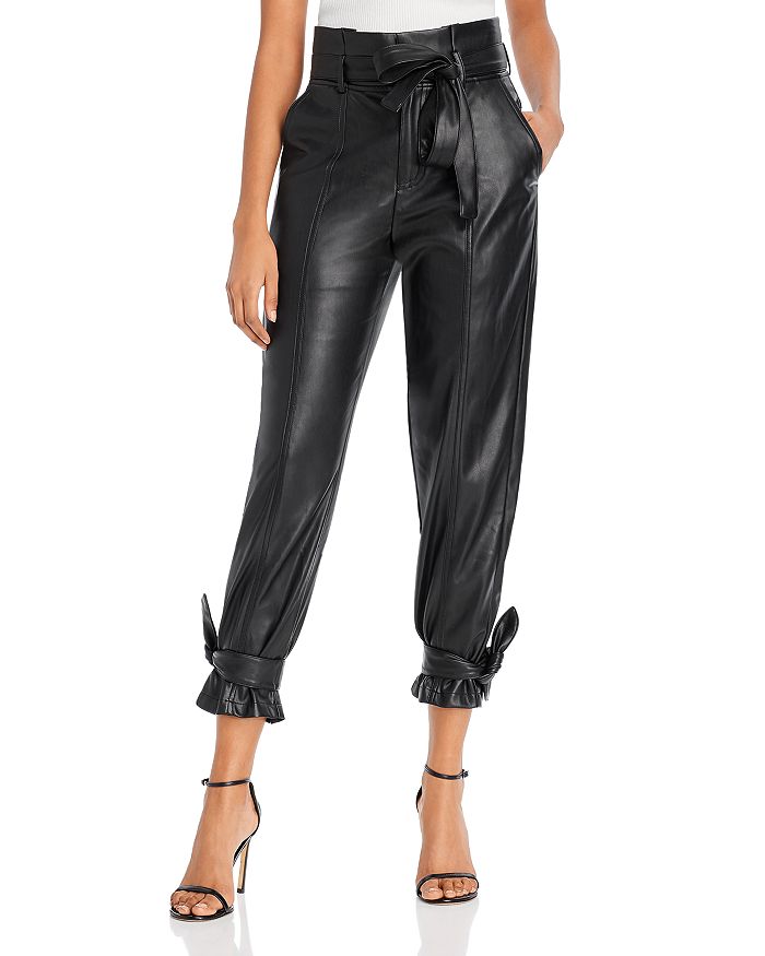 Lucy Paris Faux Leather Ankle Tie Pants - 100% Exclusive In Black