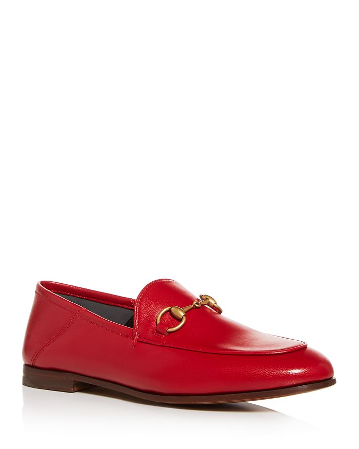 Gucci Red Leather Horsebit Loafers In Red/gold
