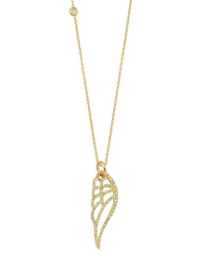 Own Your Story 14k Yellow Gold Nature Diamond Wing Pendant Necklace In White/gold
