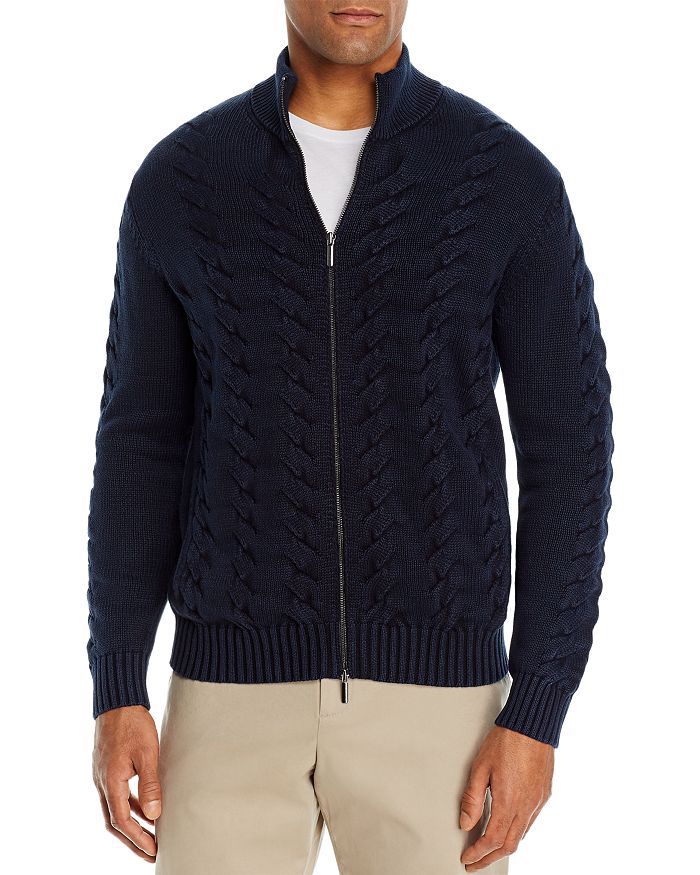 The Men's Store at Bloomingdale's Cotton Classic Fit Full-Zip Cable ...