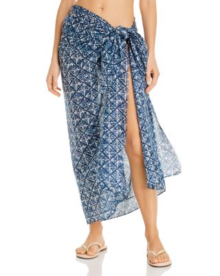 Echo - Block-Print Wrap Pareo Swim Cover-Up