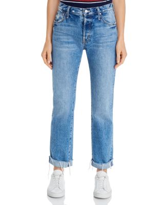 mother frayed ankle jeans