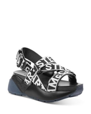 Stella McCartney logo tape platform sandals - Black, £360.00