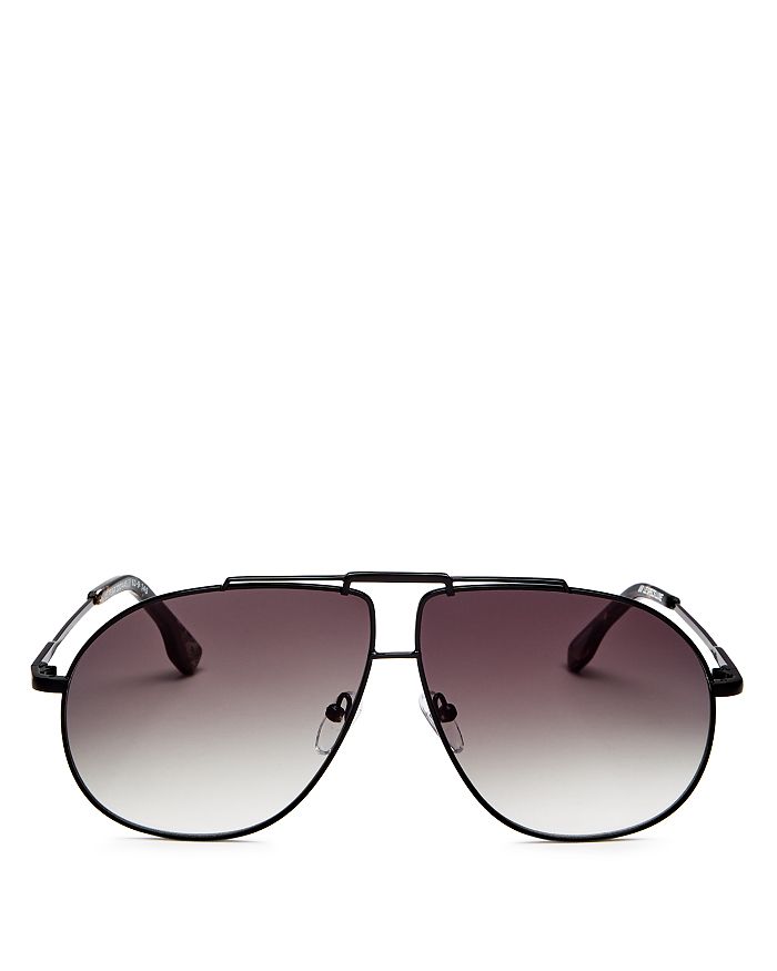 Le Specs Unisex Le Pear Brow Bar Aviator Sunglasses, 62mm In Matte Black/khaki Gradient