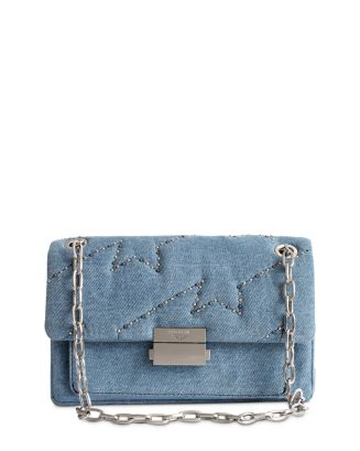 Zadig & Voltaire Embroidered Denim Chain-Strap Handbag | Bloomingdale's