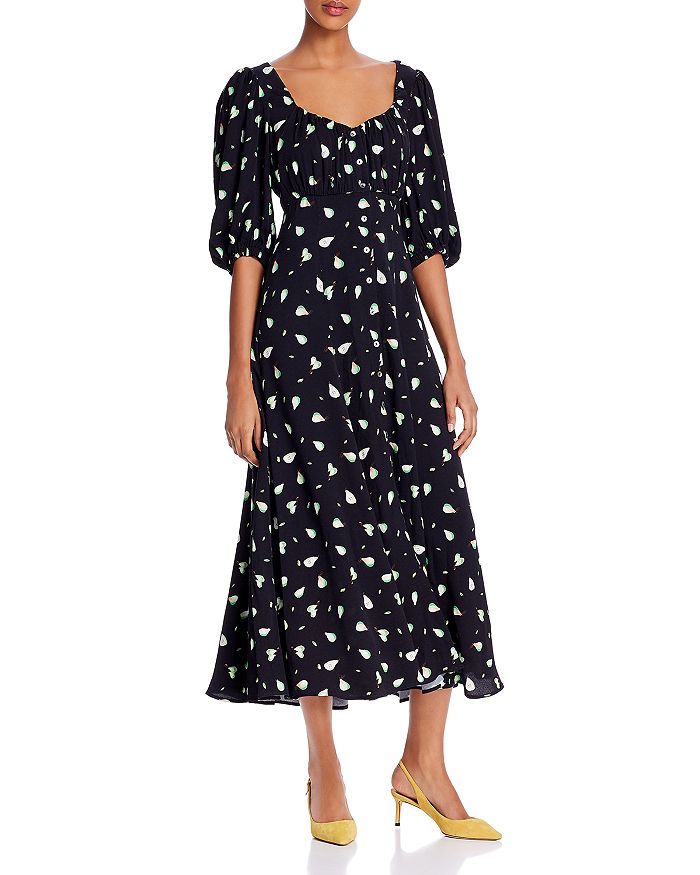 Ghost London Alice Floral Print Maxi Dress In Black