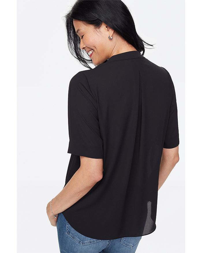 Shop Nydj Charming Oversized V-neck Top In Black