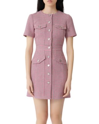 Maje - Plaid Button-Front Mini Dress