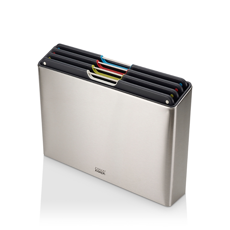 Joseph Joseph Folio 4pc Cutting Board Set With Steel Case In Silver