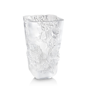 Shop Lalique Pivoines Large Vase In Clear