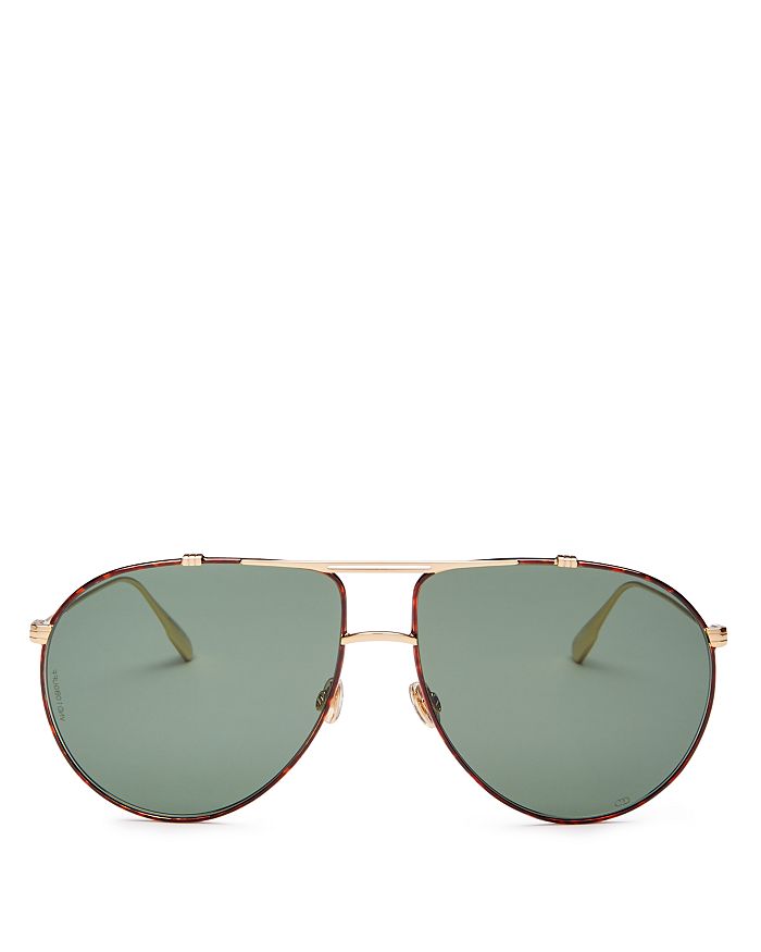 Dior Monsieur1 Brow Bar Aviator Sunglasses, 63mm In Havana Gold/green Gradient