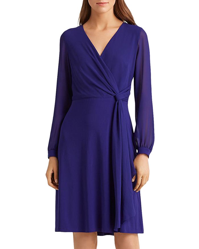 Ralph Lauren Crossover Georgette Dress | Bloomingdale's