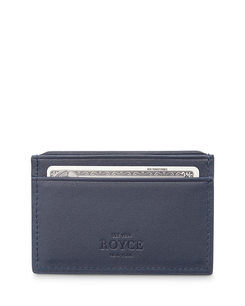 Royce New York Leather Rfid-blocking Executive Slim Credit Card Case In Navy Blue