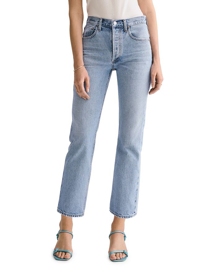 AGOLDE RIPLEY COTTON HIGH-RISE STRAIGHT JEANS IN RIPTIDE,A141-1141