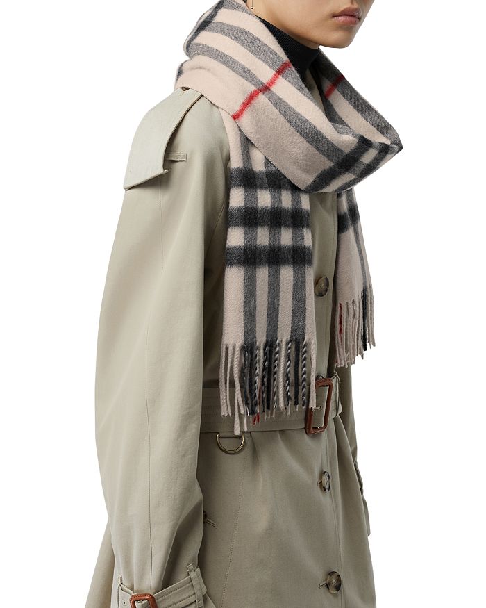 Burberry Classic Check Cashmere Scarf In White/alabaster | ModeSens