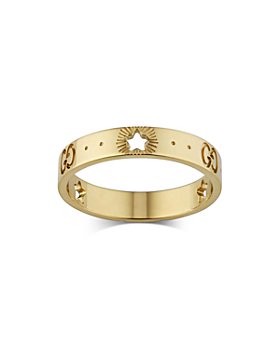 Gucci - 18K Yellow Gold Logo & Star Ring