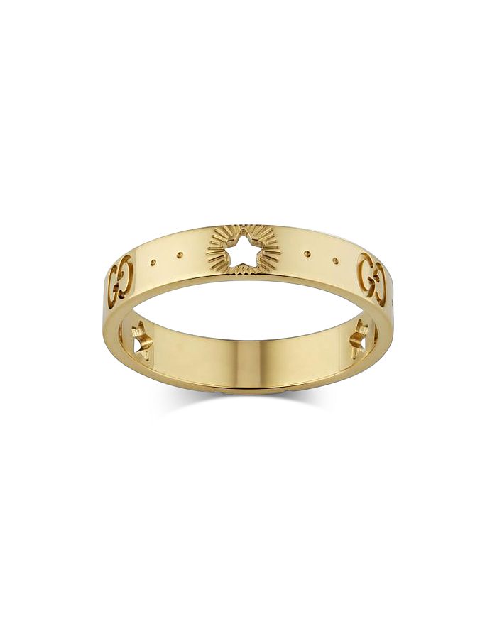 Gucci 18K Yellow Gold Logo & Star Ring | Bloomingdale's