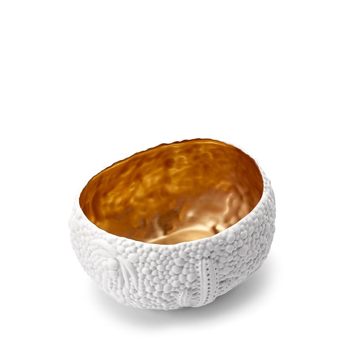Shop L'objet Haas Mojave Desert Bowl With Gold Interior, Small In White/gold