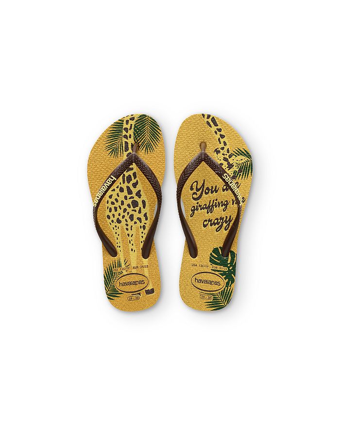 Havaianas Girls' Giraffing Me Crazy Flip-flops - Toddler, Little Kid In Lemon Yellow