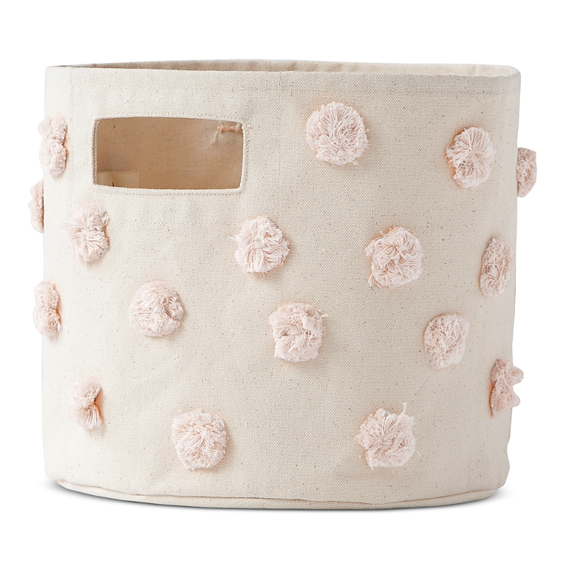 Pehr Mini Pompom Canvas Bin In Blush